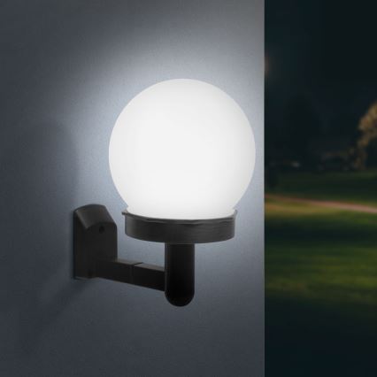 Світлодіодний настінний світильник на сонячній батареї LED/1,2V 40mAh IP44 чорний
