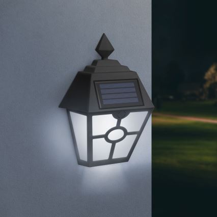 Світлодіодний настінний світильник на сонячній батареї LED/1,2V 600mAh IP44 чорний