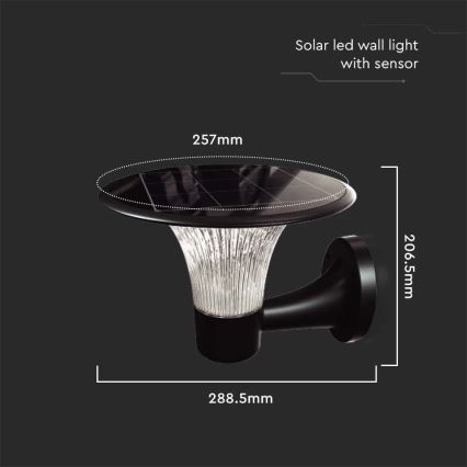 Світлодіодний настінний світильник з датчиком на сонячній батареї LED/15W/3,2V 4000K/6000K IP65