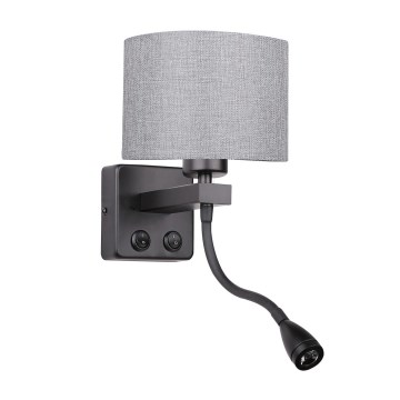 Світлодіодний настінний світильник POLO 1xE27/40W+LED/2W 230V чорна