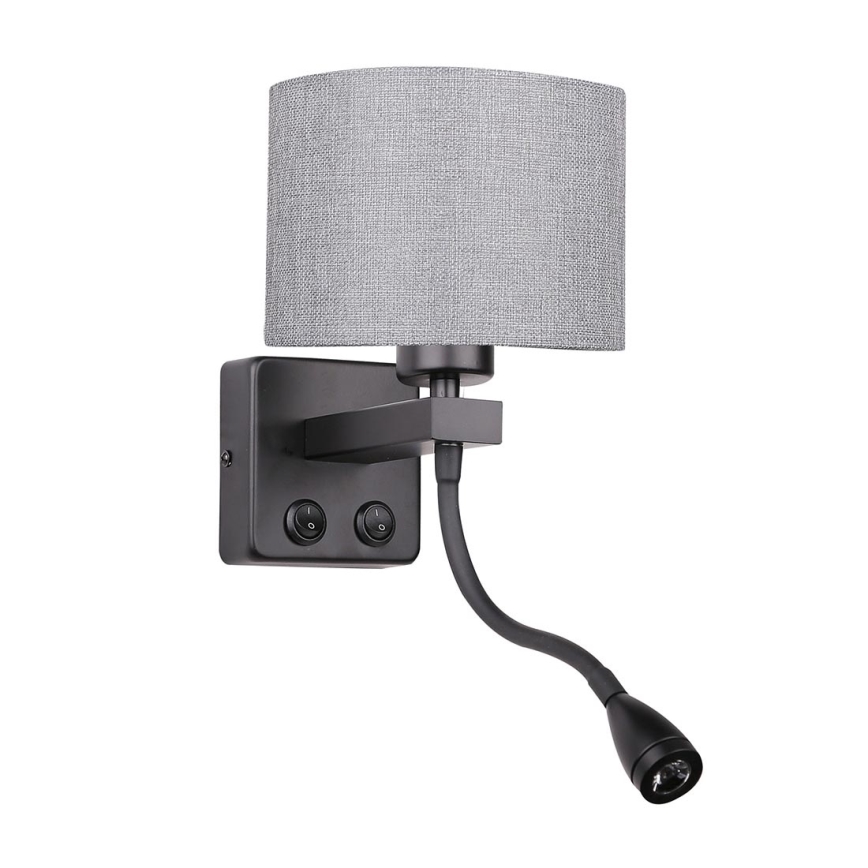 Світлодіодний настінний світильник POLO 1xE27/40W+LED/2W 230V чорна