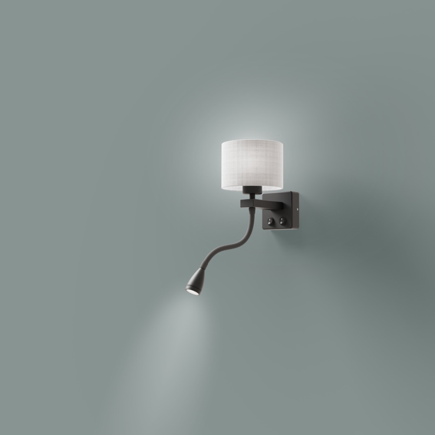 Світлодіодний настінний світильник POLO 1xE27/40W+LED/2W 230V чорна