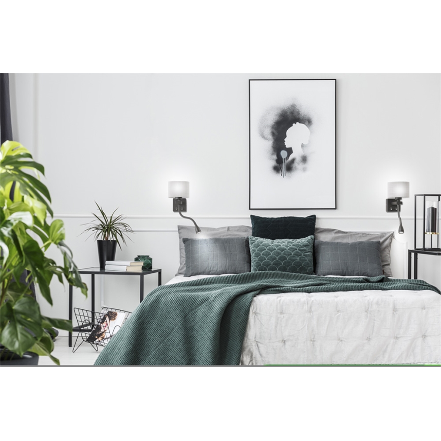 Світлодіодний настінний світильник POLO 1xE27/40W+LED/2W 230V чорна