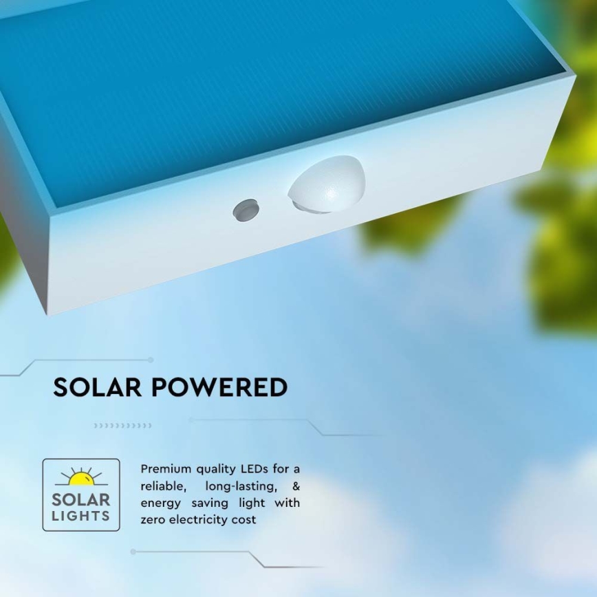 Світлодіодний настінний світильник з датчиком на сонячній батареї LED/3W/3,7V 3000K/4000K IP65 1200 mAh білий