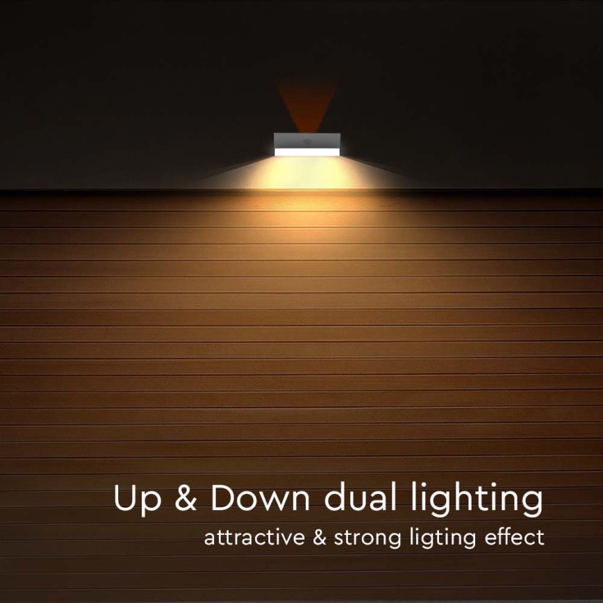 Світлодіодний настінний світильник з датчиком на сонячній батареї LED/3W/3,7V 3000K/4000K IP65 1200 mAh білий