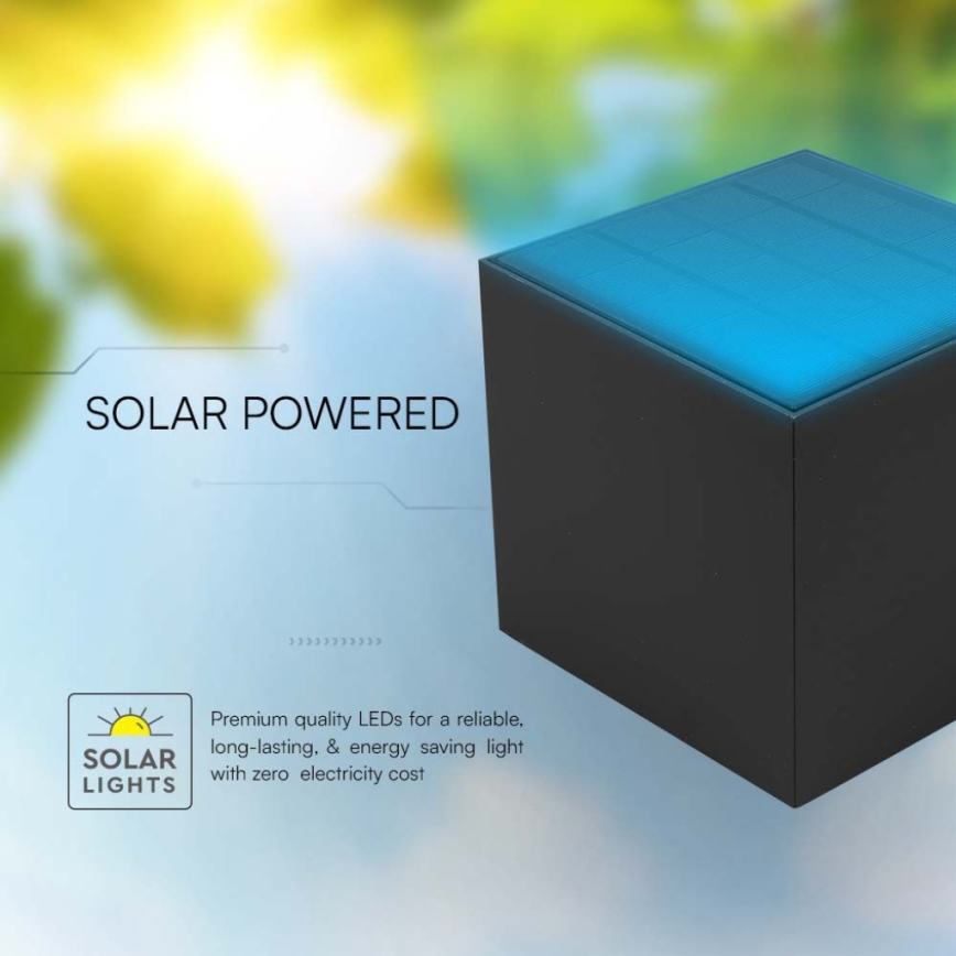 Світлодіодний настінний світильник з датчиком на сонячній батареї LED/9W/3,7V IP65 3000K чорний