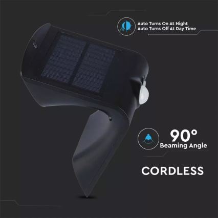 Світлодіодний настінний світильник з датчиком на сонячній батареї LED/1.5W/3,7V IP65 1200 mAh