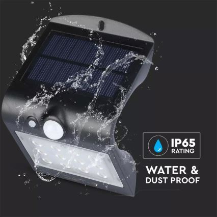 Світлодіодний настінний світильник з датчиком на сонячній батареї LED/1.5W/3,7V IP65 1200 mAh