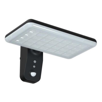 Світлодіодний настінний світильник з датчиком на сонячній батареї LED/15W/3,2V 4000K/6000K IP65 чорний