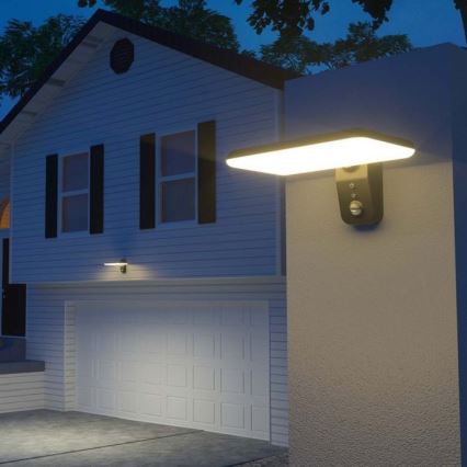 Світлодіодний настінний світильник з датчиком на сонячній батареї LED/15W/3,2V 4000K/6000K IP65 чорний