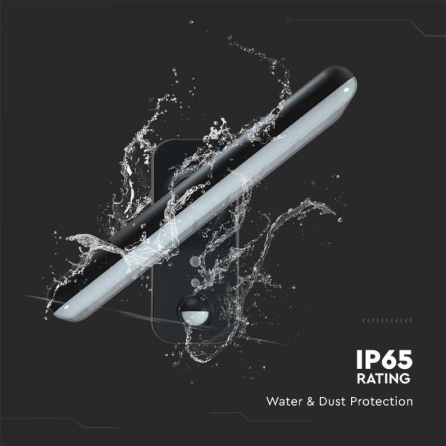 Світлодіодний настінний світильник з датчиком на сонячній батареї LED/15W/3,2V 4000K/6000K IP65 чорний