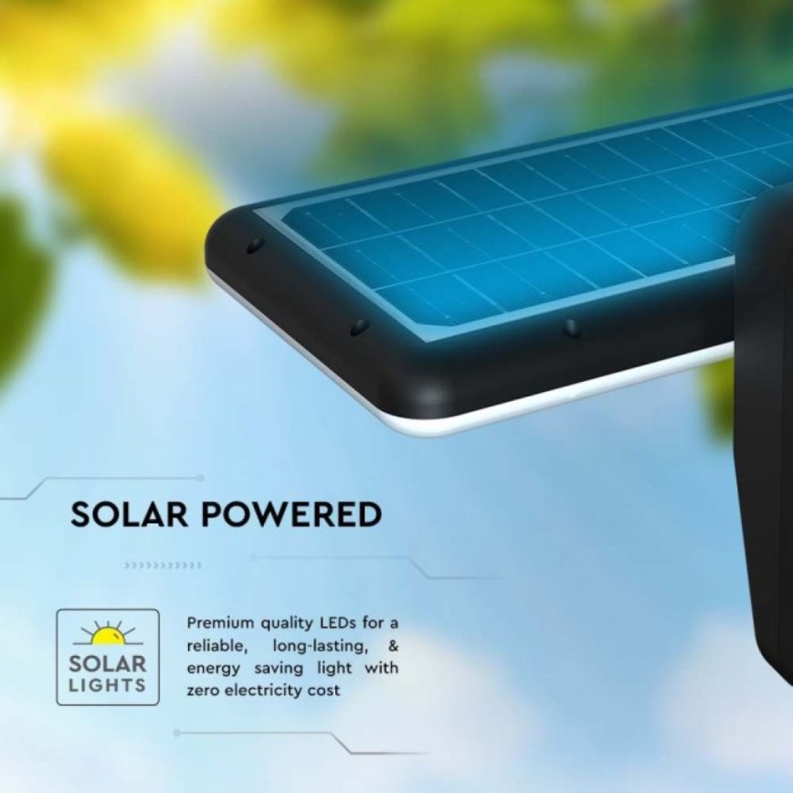 Світлодіодний настінний світильник з датчиком на сонячній батареї LED/15W/3,2V 4000K/6000K IP65 чорний