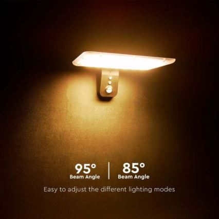 Світлодіодний настінний світильник з датчиком на сонячній батареї LED/15W/3,2V 4000K/6000K IP65 чорний