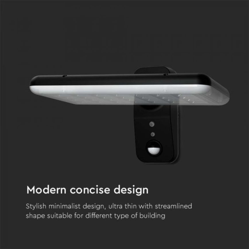 Світлодіодний настінний світильник з датчиком на сонячній батареї LED/15W/3,2V 4000K/6000K IP65 чорний