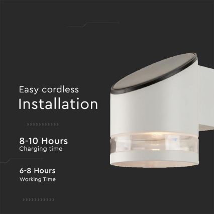 Світлодіодний настінний світильник з датчиком на сонячній батареї LED/1W/3,7V IP54 3000K 1200 mAh білий