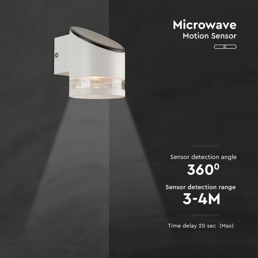 Світлодіодний настінний світильник з датчиком на сонячній батареї LED/1W/3,7V IP54 3000K 1200 mAh білий