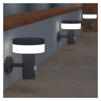 Світлодіодний настінний світильник з датчиком на сонячній батареї LED/2W/3,7V 1200 mAh IP44