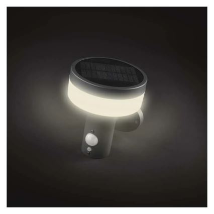 Світлодіодний настінний світильник з датчиком на сонячній батареї LED/2W/3,7V 1200 mAh IP44
