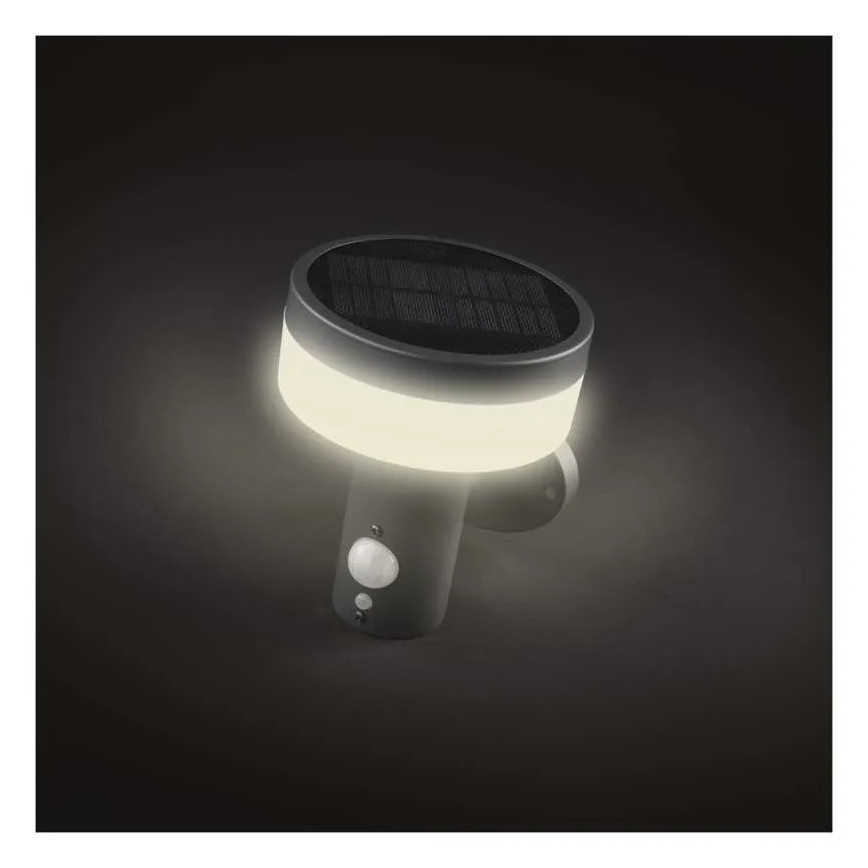 Світлодіодний настінний світильник з датчиком на сонячній батареї LED/2W/3,7V 1200 mAh IP44