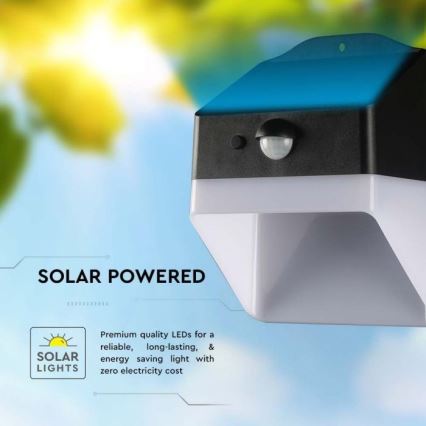Світлодіодний настінний світильник з датчиком на сонячній батареї LED/2W/3,7V 4000K IP65 1200 mAh