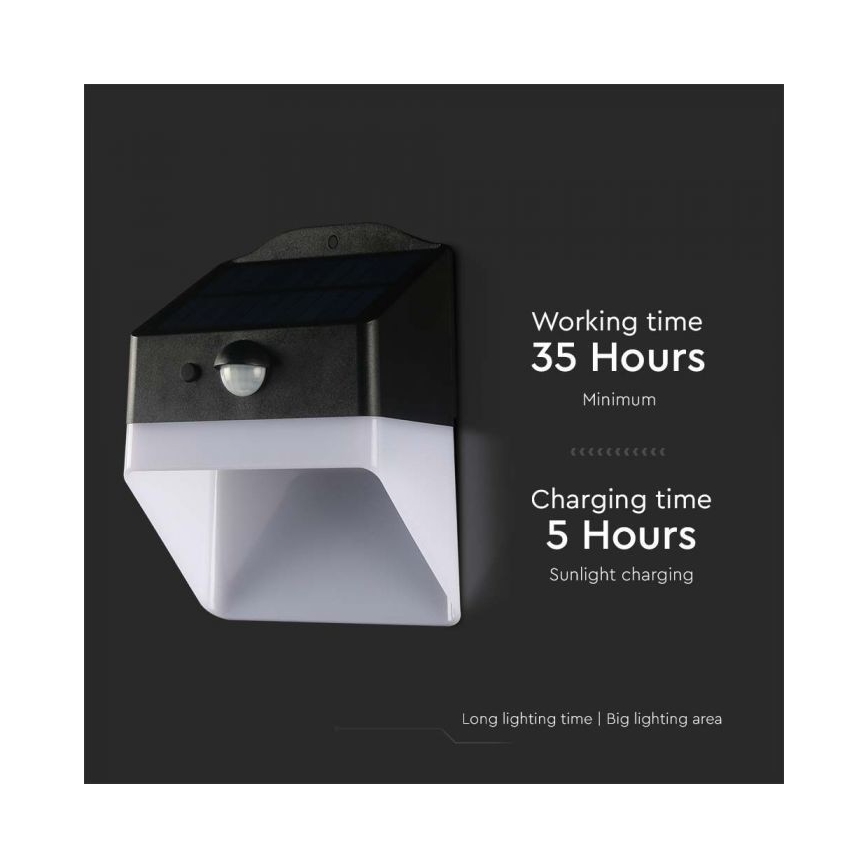Світлодіодний настінний світильник з датчиком на сонячній батареї LED/2W/3,7V 4000K IP65