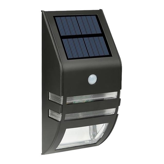Світлодіодний настінний світильник з датчиком на сонячній батареї LED/3,7V 600 mAh IP44 чорний