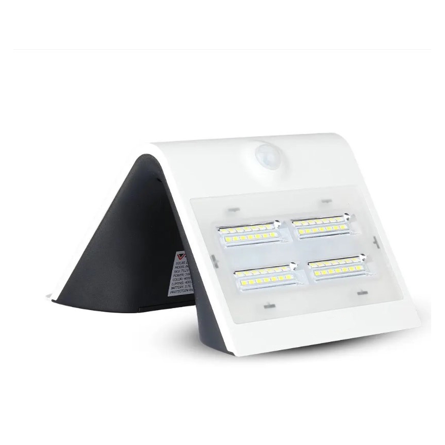 Світлодіодний настінний світильник з датчиком на сонячній батареї LED/3W/3,7V 3000/4000K IP65 2000 mAh білий