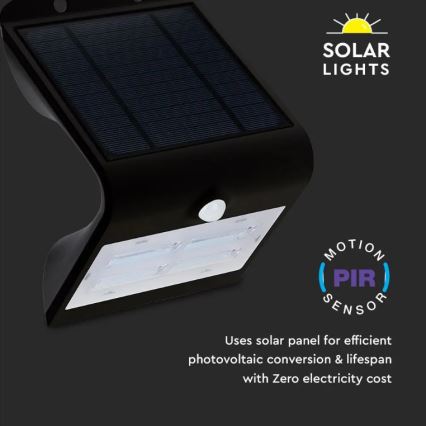Світлодіодний настінний світильник з датчиком на сонячній батареї LED/3W/3,7V 3000/4000K IP65 2000 mAh чорний