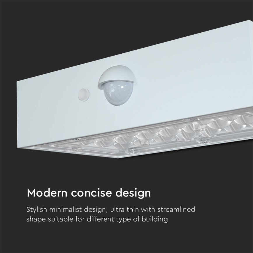 Світлодіодний настінний світильник з датчиком на сонячній батареї LED/3W/3,7V 3000K/4000K IP65 білий