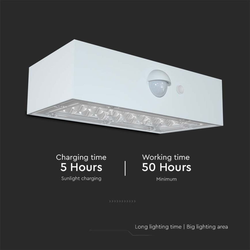 Світлодіодний настінний світильник з датчиком на сонячній батареї LED/3W/3,7V 3000K/4000K IP65 білий