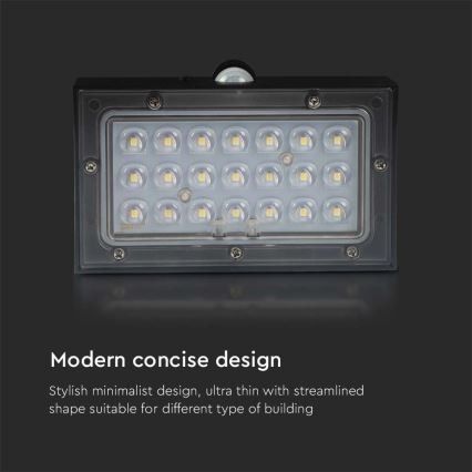 Світлодіодний настінний світильник з датчиком на сонячній батареї LED/3W/3,7V 3000K/4000K IP65 1200 mAh чорний