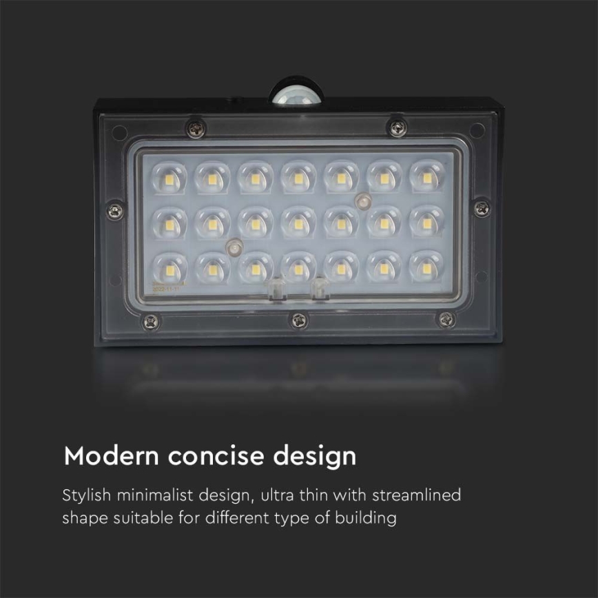 Світлодіодний настінний світильник з датчиком на сонячній батареї LED/3W/3,7V 3000K/4000K IP65 1200 mAh чорний