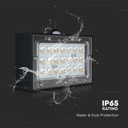 Світлодіодний настінний світильник з датчиком на сонячній батареї LED/3W/3,7V 3000K/4000K IP65 1200 mAh чорний