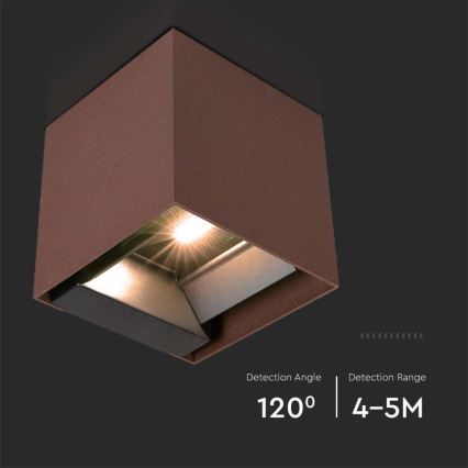 Світлодіодний настінний світильник з датчиком на сонячній батареї LED/9W/3,7V IP65 4000K 2600 mAh коричневий