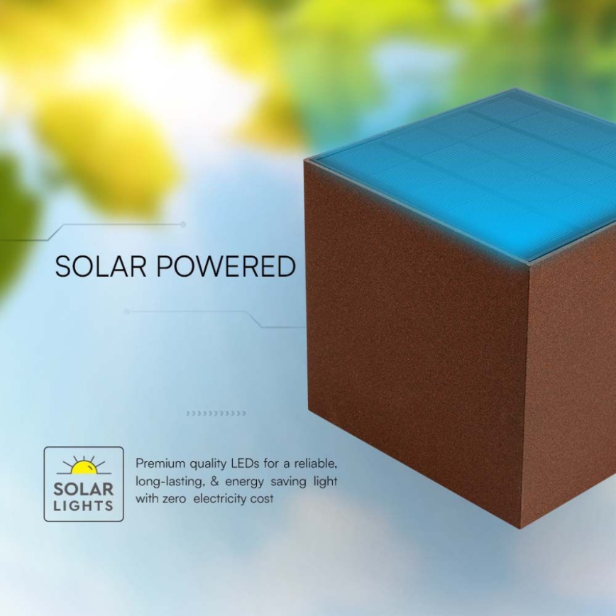 Світлодіодний настінний світильник з датчиком на сонячній батареї LED/9W/3,7V IP65 4000K 2600 mAh коричневий