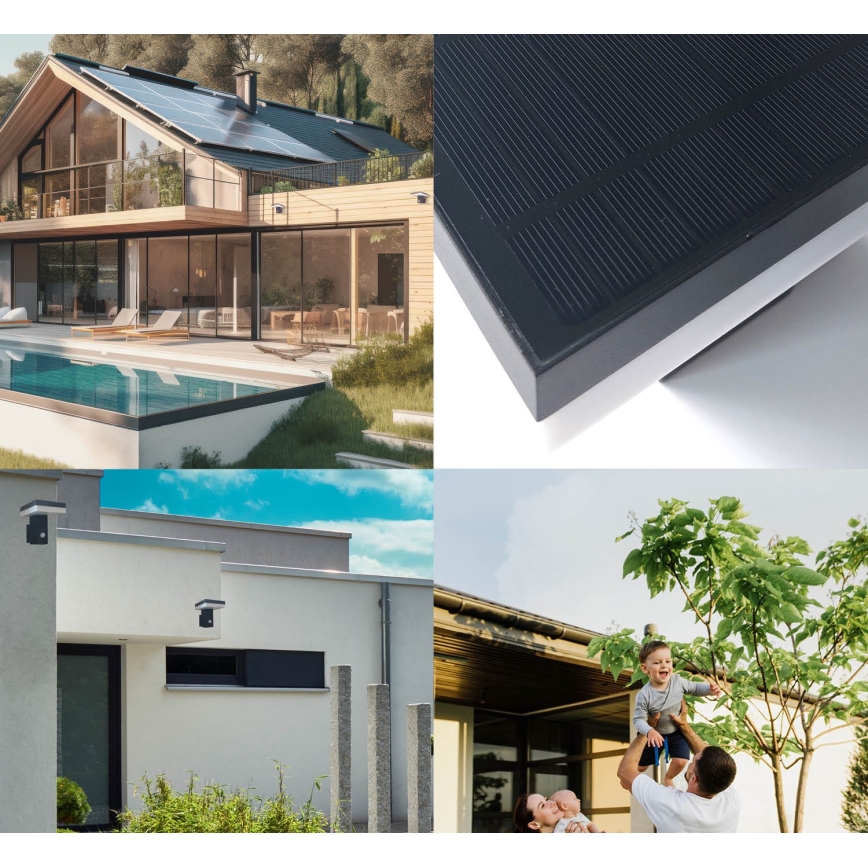 Світлодіодний настінний світильник з датчиком на сонячній батареї SOLARIS2 LED/5,5W/3,7V 4000K IP44 2600 mAh