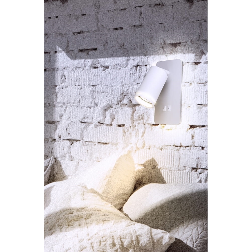 Світлодіодний настінний точковий світильник PARIS 1xGU10/10W/230V + LED/6W/230V білий