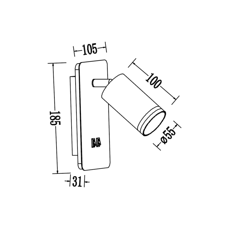 Світлодіодний настінний точковий світильник PIPE 1xGU10/10W/230V + LED/6W білий