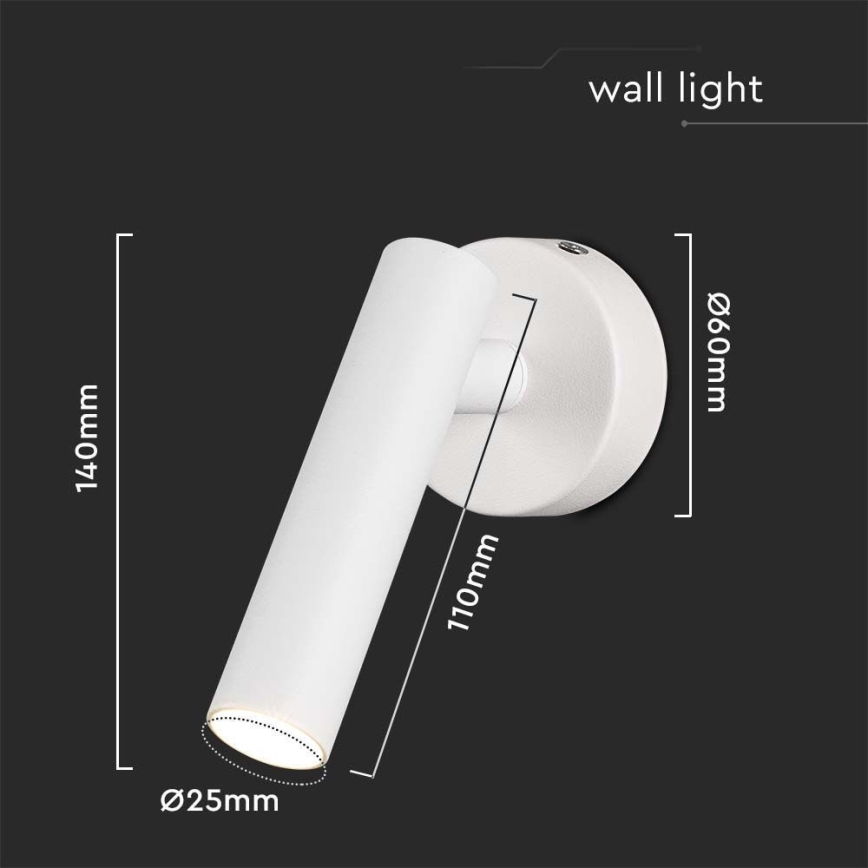 Світлодіодний настінний точковий світильник LED/2W/230V 3000K білий