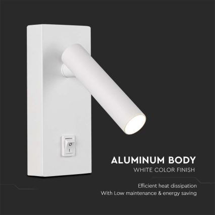 Світлодіодний настінний точковий світильник LED/2W/230V 4000K білий