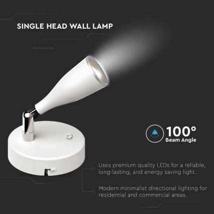 Світлодіодний настінний точковий світильник LED/4,5W/230V 3000K білий