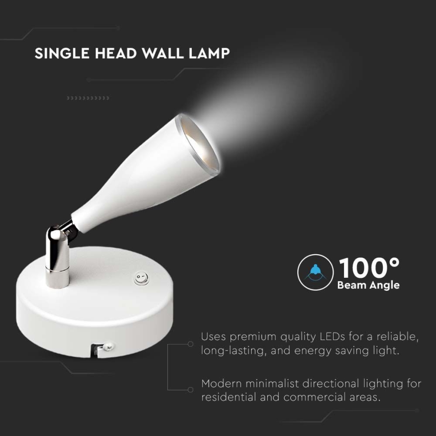 Світлодіодний настінний точковий світильник LED/4,5W/230V 3000K білий