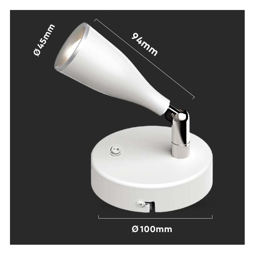 Світлодіодний настінний точковий світильник LED/4,5W/230V 3000K білий