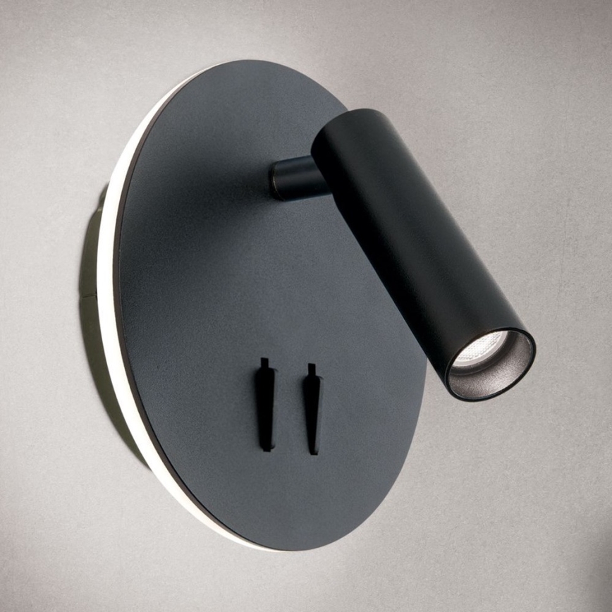 Світлодіодний настінний точковий світильник LENNY LED/6W/230V + LED/3W чорний