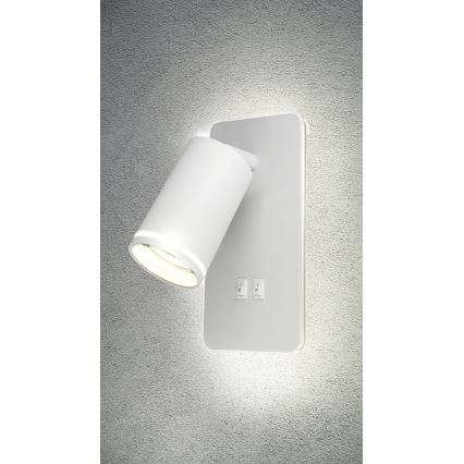 Світлодіодний настінний точковий світильник PARIS 1xGU10/10W/230V + LED/6W/230V білий