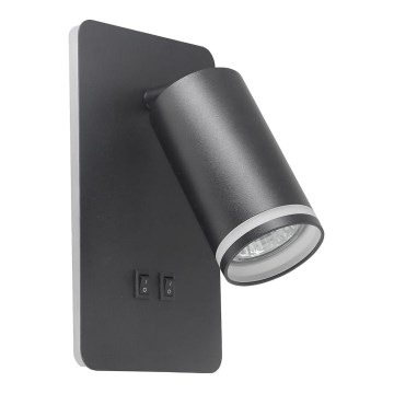 Світлодіодний настінний точковий світильник PARIS 1xGU10/10W/230V + LED/6W/230V чорний