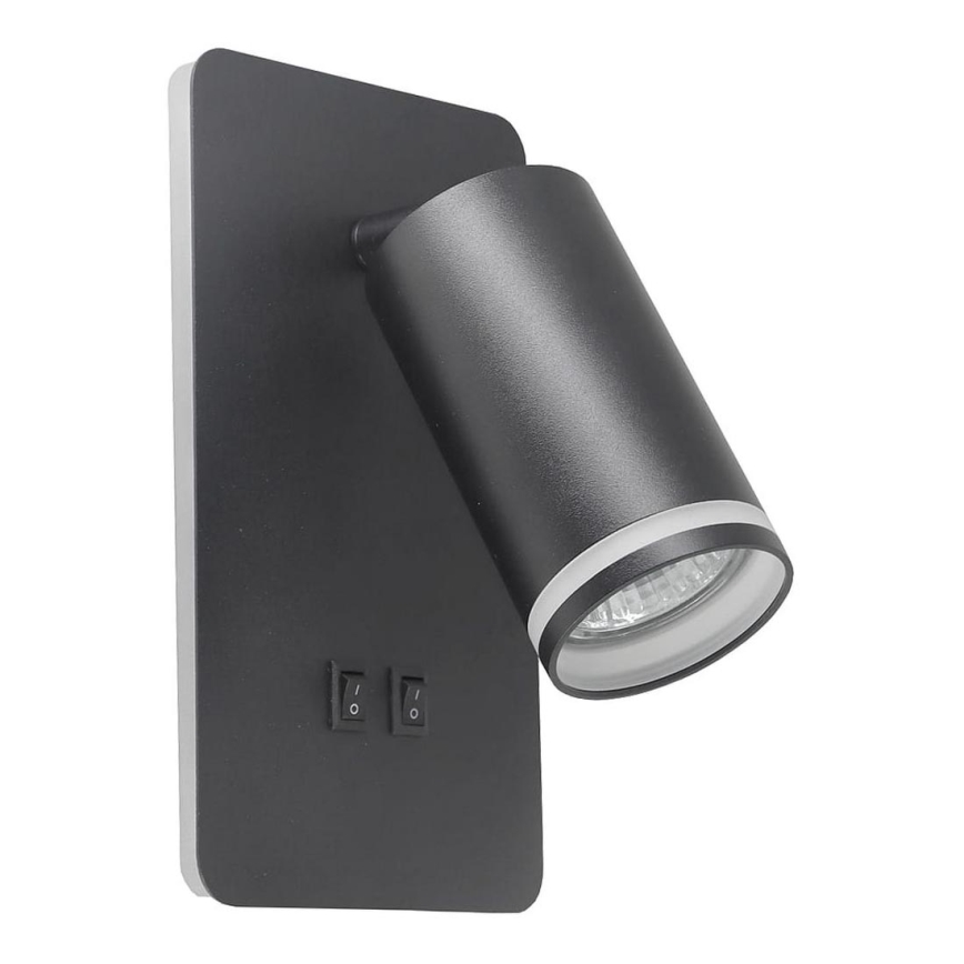 Світлодіодний настінний точковий світильник PARIS 1xGU10/10W/230V + LED/6W/230V чорний