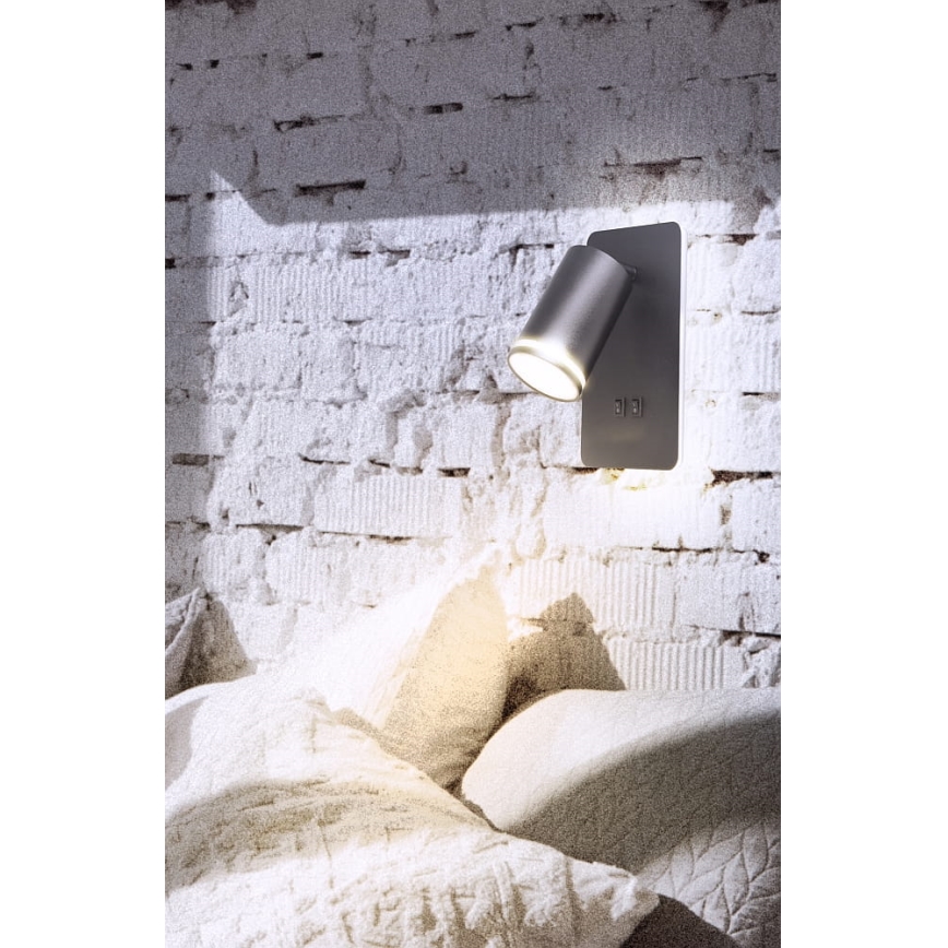 Світлодіодний настінний точковий світильник PARIS 1xGU10/10W/230V + LED/6W/230V чорний