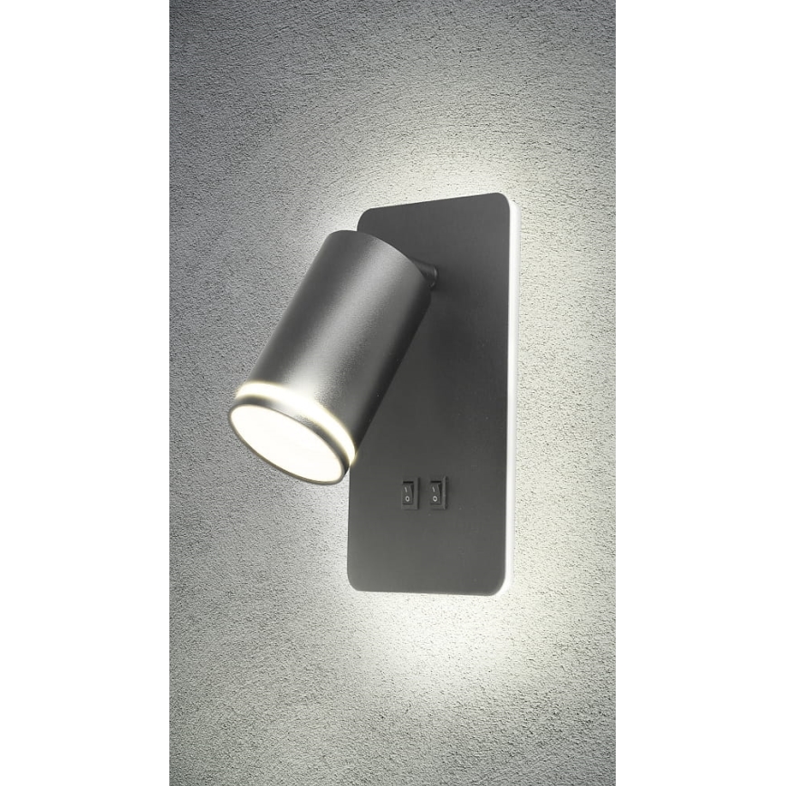 Світлодіодний настінний точковий світильник PARIS 1xGU10/10W/230V + LED/6W/230V чорний