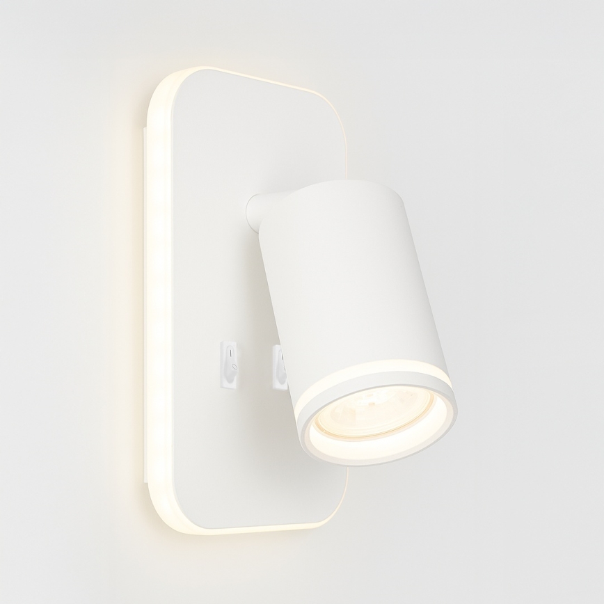 Світлодіодний настінний точковий світильник PIPE 1xGU10/10W/230V + LED/6W білий